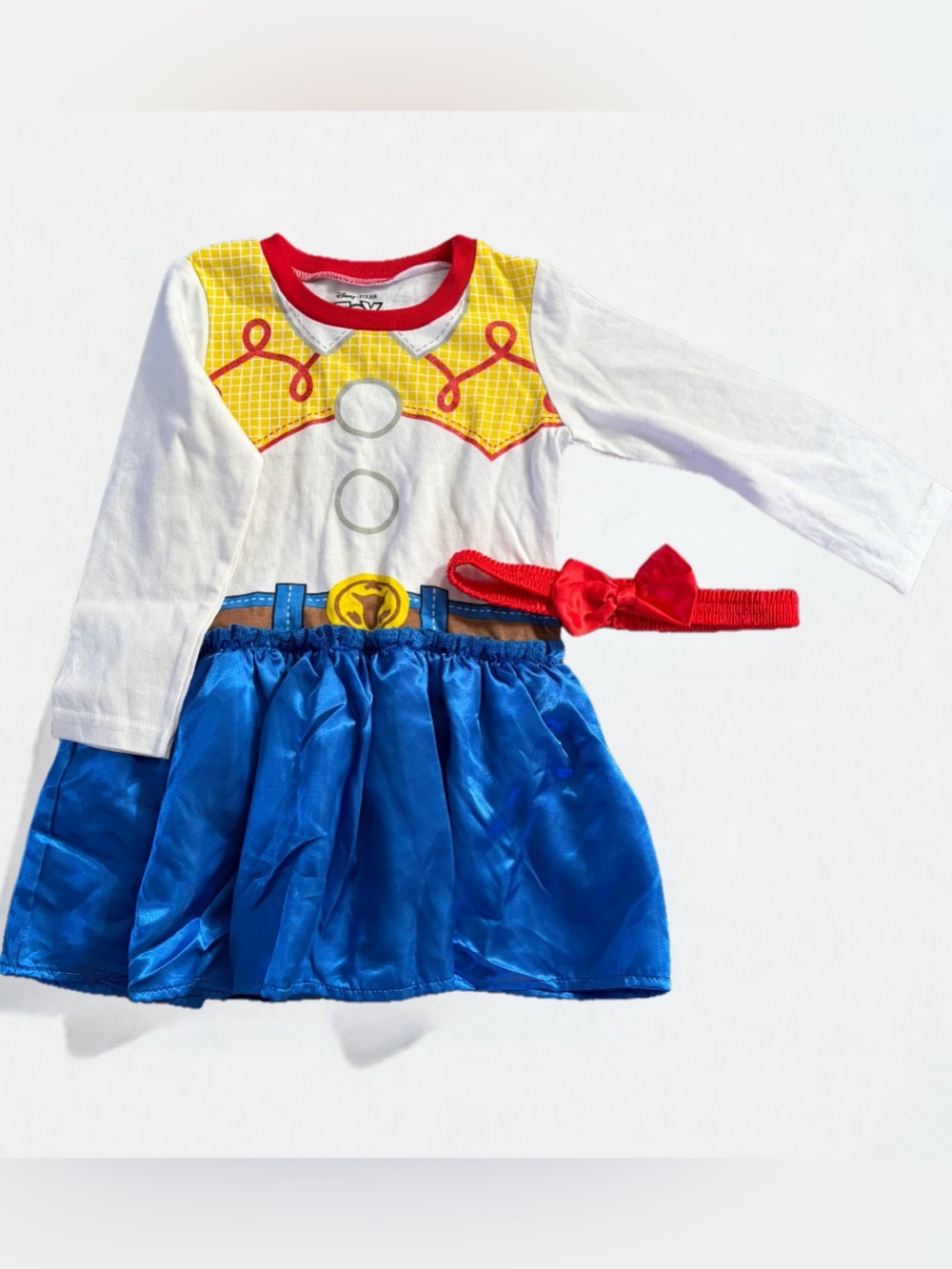 Disney Blue and Red Cowgirl Dress with Yellow Vest Print